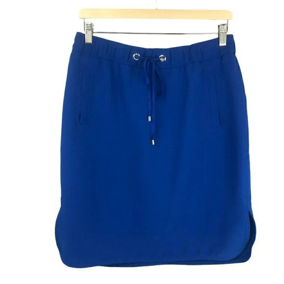 Ann Taylor Skirt, Draw String Elastic Waist, Pockets, Knee Length, Blue, Medium - Picture 1 of 5